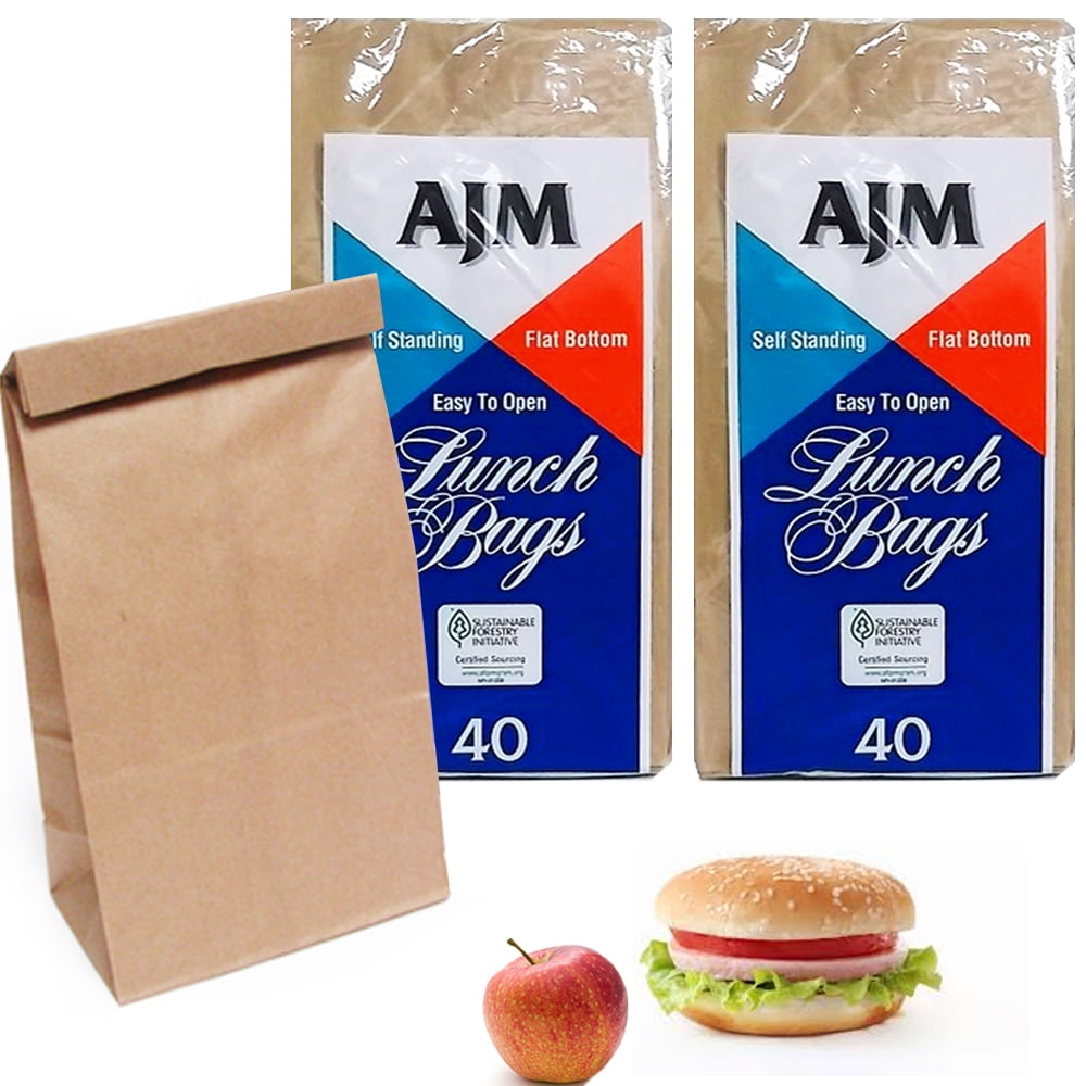 80 Brown Paper Lunch Bags Snack Bags Kraft Paper Merchandise Grocery ...