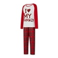 thumbnail image 3 of Elippeo Family Matching Christmas Pajamas, Letter Print Long Sleeve Tops and Plaid Pants Sleepwear Set, 3 of 10