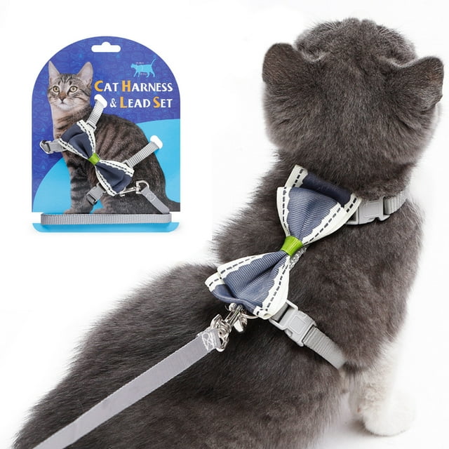 Cat Strap Cute Bowknot Escape Proof Cat Collar Leash Pet Leash Harness Set