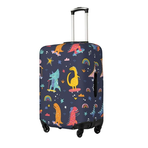 Hirioo Cartoon Dinosaur Scooter Sport Blue for Elasticity Suitcase Cover (No luggage Included) Durable Luggage Protector Fits 18-32 Inch Luggage-Medium