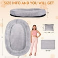 thumbnail image 6 of Human Dog Bed for Adults and Pets,71"x45"x14" Human Size Giant Dog Bed,Washable Faux Fur Cover Napping Orthopedic Bean Bag Bed for Humans with Blanket and Pillow,Gray, 6 of 15