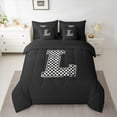 thumbnail image 2 of Feelyou 7-Piece L Monogrammed Queen Bedding Set, Boys Black A-Z Cartoon, 2 of 7