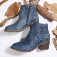 thumbnail image 2 of SACFOF Women's 2026 Fall Winter Chunky Heel Ankle Boots for Women - with Laser Cut Hollow Out Design, Non-Slip Sole for Casual Daily Walking Weekend Trips, 2 of 6