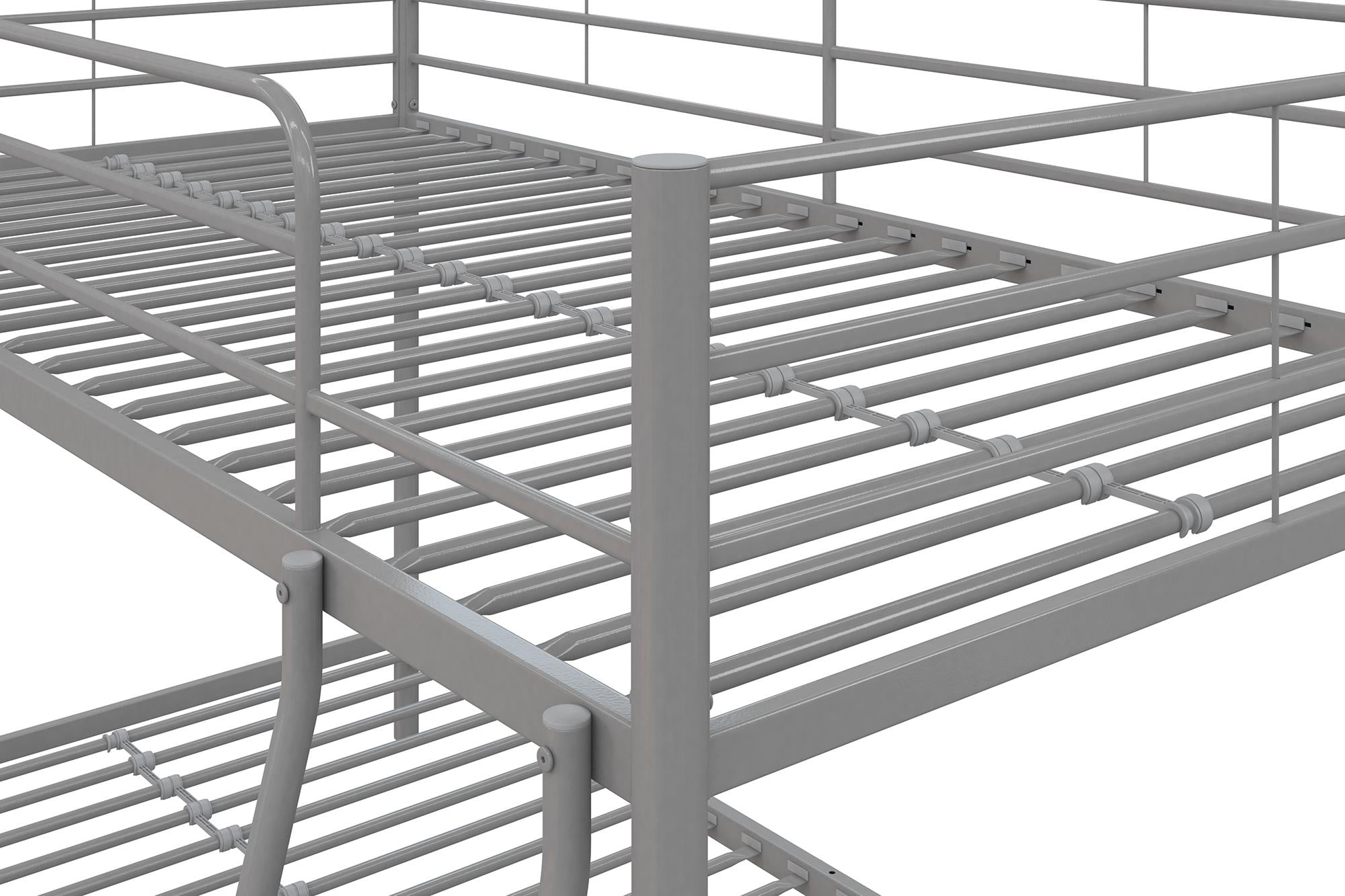 Mainstays Small Spaces Twin-over-Twin Low Profile Junior Bunk Bed, Silver