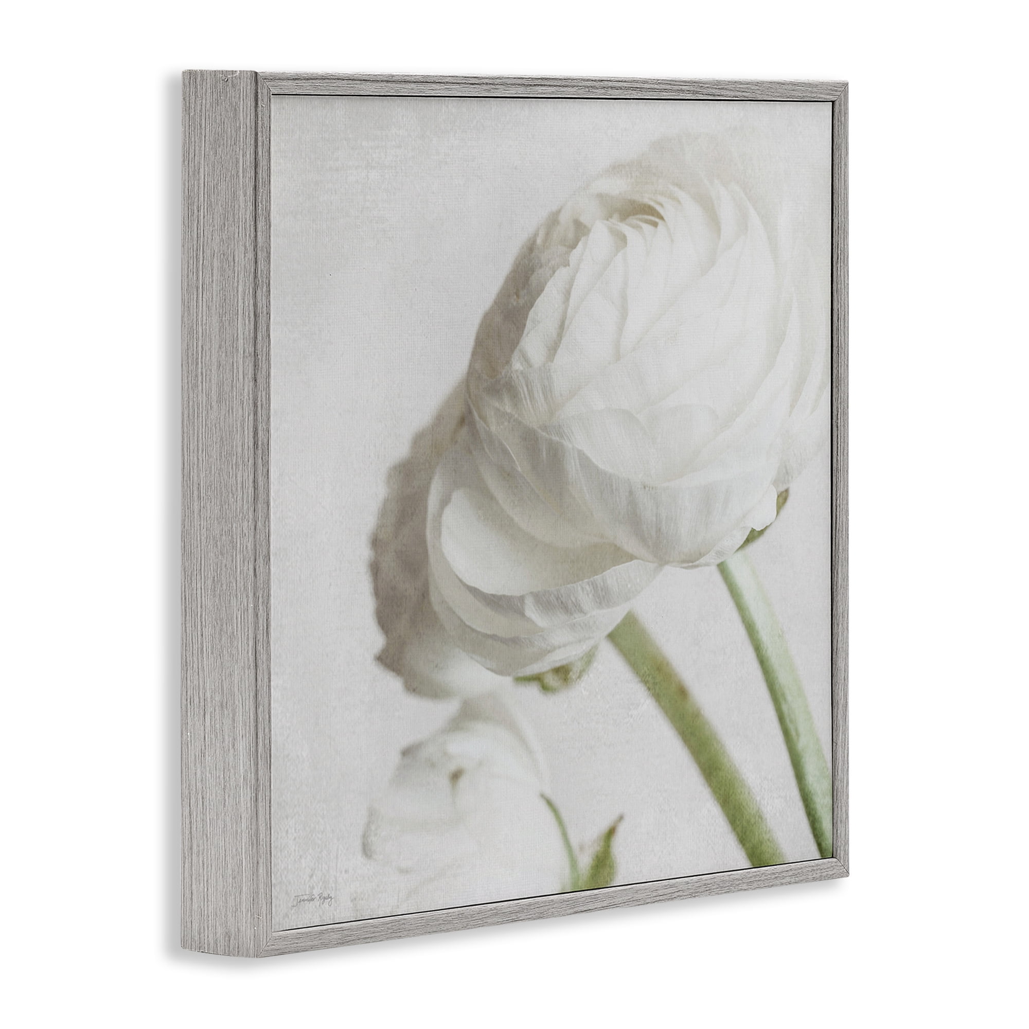 Stupell Industries Charming White Peony Botanical & Floral Painting Gray Framed Art Print Wall Art, 17 x 17