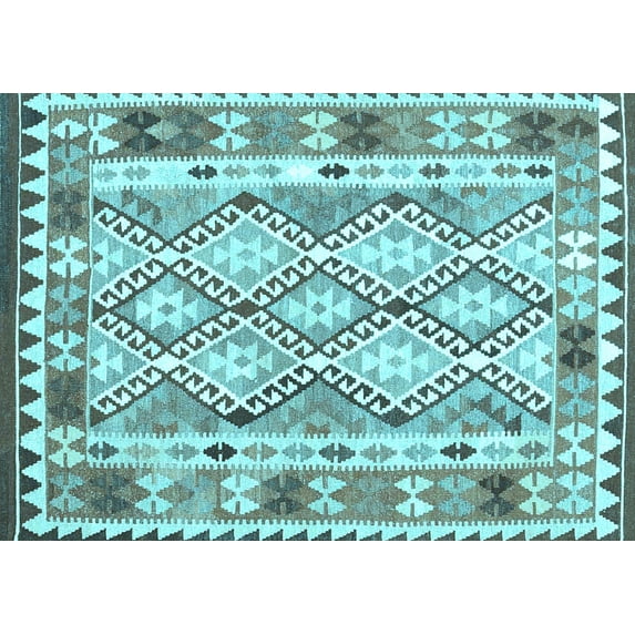 Ahgly Company Indoor Rectangle Southwestern Light Blue Country Area Rugs, 8' x 10'