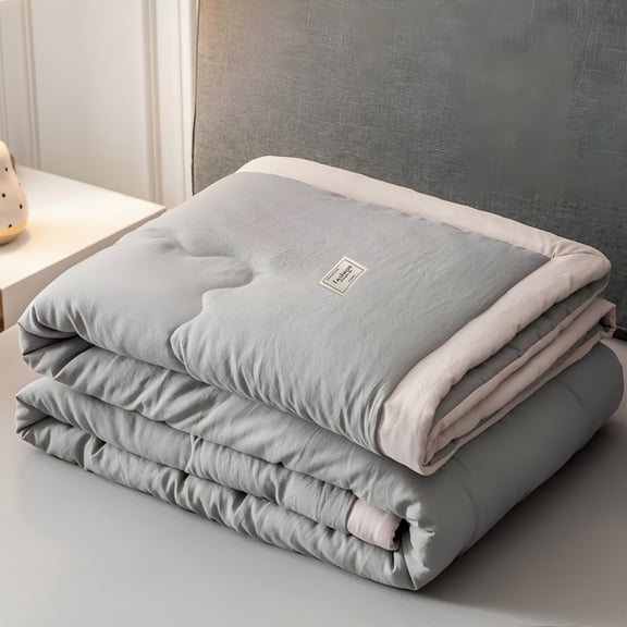 AUQ 2026 New Cooling Comforter,Quilts for Queen Bed,Solid Cotton Summer Quilt,Soft Breathable Lightweight Comforter for Hot Sleepers Rest Cooling Comforter,110X150Cm,Gray