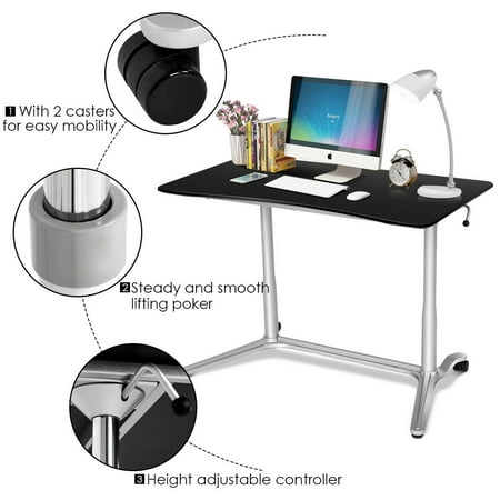 Height Adjustable Computer Desk Laptop Table Rolling Sit Stand