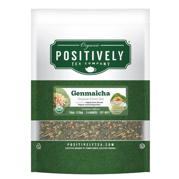 Positively Tea's Organic Genmaicha Green Tea, Loose Leaf, 1 Pound Bag