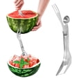 thumbnail image 4 of HBFAGFB Watermelon Fork Cutter Stainless Steel Portable Tableware for Home Party Camping Clear, 4 of 9