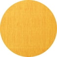 thumbnail image 1 of Ahgly Company Machine Washable Indoor Round Abstract Yellow Contemporary Area Rugs, 5' Round, 1 of 4