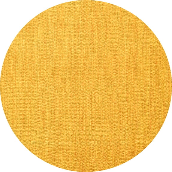 Ahgly Company Machine Washable Indoor Round Abstract Yellow Contemporary Area Rugs, 5' Round