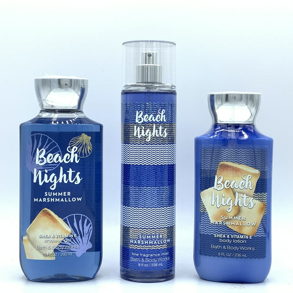 Bath & Body Works Beach Nights Summer Marshmallow Fine Mist, Shower Gel