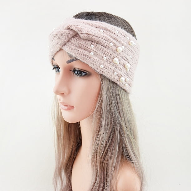 mmirethe Stay Cozy Women Knitted Pearls Headband Fashionable  display picture 2