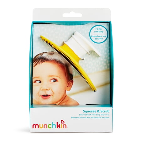 Munchkin® Squeeze & Scrub™ Silicone Brush w/ Soap Dispenser - Baby Bath Massager & Brush