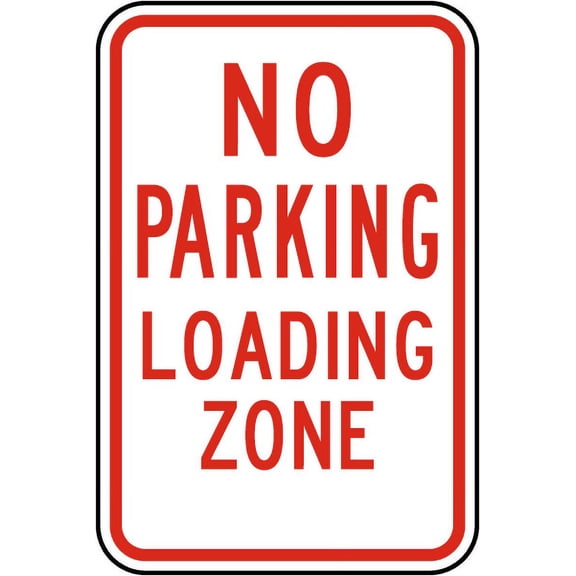 Vinyl Stickers - No Parking Loading Zone Sign Y9 - Safety and Warning Warehouse Signs Stickers - 3.5" x 5" - 3 Pack