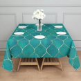 thumbnail image 3 of Teal and Gold Geometric Lattice Pattern Square Tablecloth,Waterproof Square Table Cover,Wipeable Spillproof Washable Table Cover for Home Kitchen Party Decor 52"x52"(132x132cm), 3 of 6