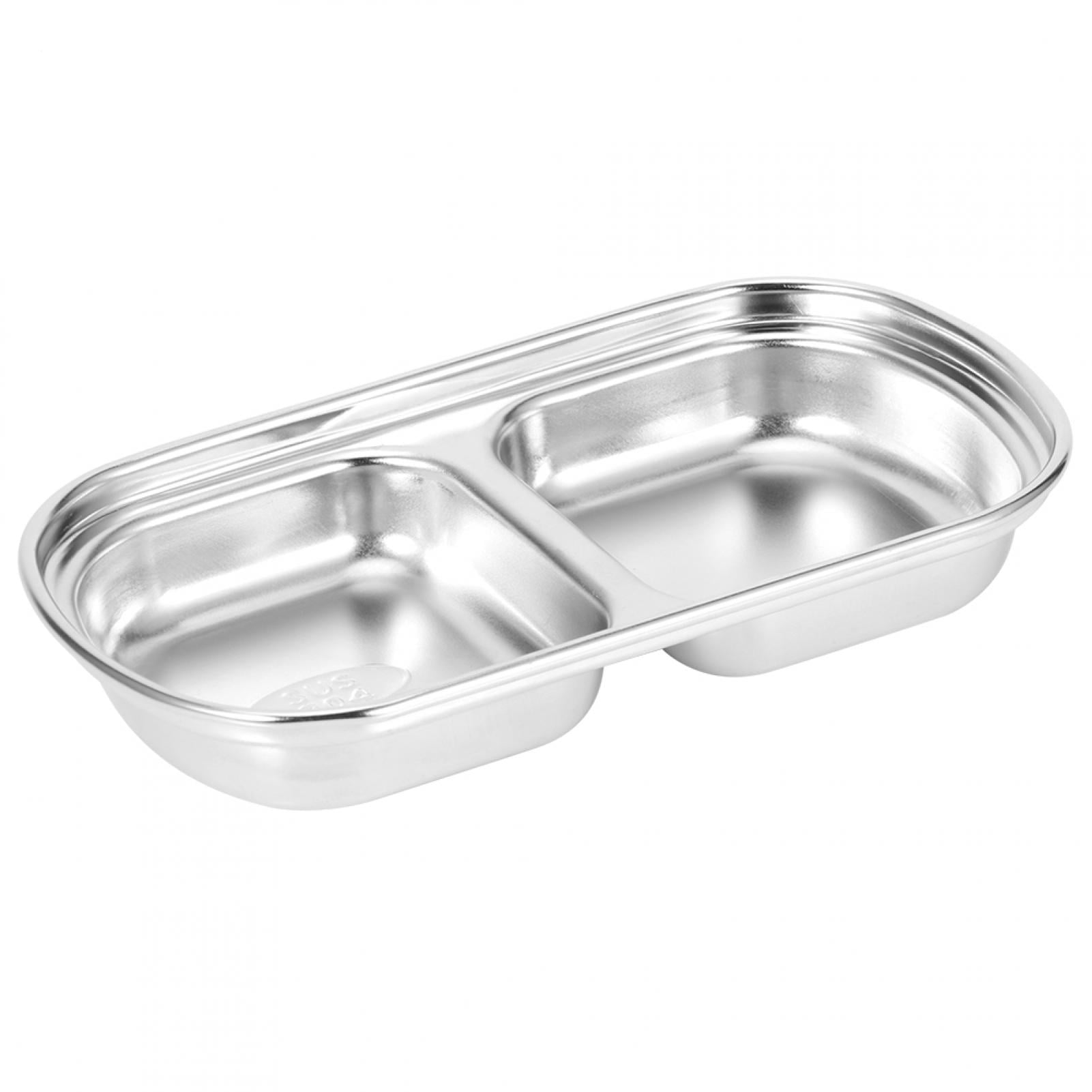 Assiette Assaisonnement En Acier Inoxydable Assiette Snack - Plat à Sauce Divisé Nourriture Trempette Bol Cuisine Vaisselle Sauce Soja Tremper Bol Ou Plat Avec Diviseur(S