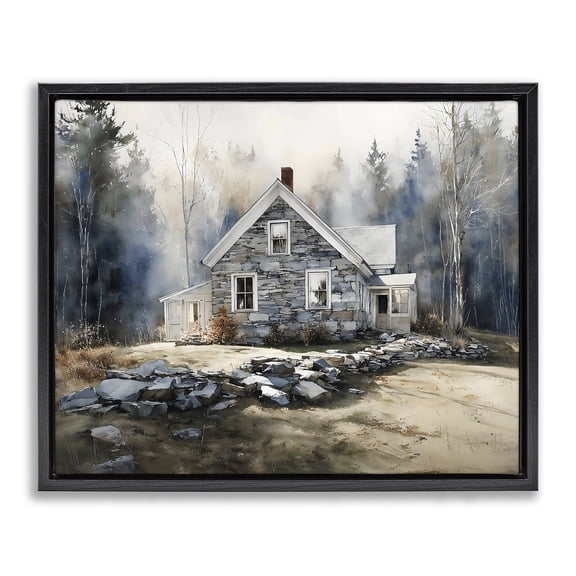 Stupell Industries Rustic Cottage Among the Trees Black Framed Floater Canvas Wall Art, design by Franklyn Gregory