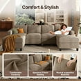 thumbnail image 4 of AENKYO U-Shaped Sectional Sofa Couch with 2 Ottomans, Convertible 4-Seat Living Room Furniture with Removable Cushions, Brown, 4 of 9