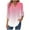 Pink, variant on ShiShine 3/4 Length Sleeve for Women Tops Henley Shirts V Neck Gradient Color Trendy Work Clothes Fashion Outfits