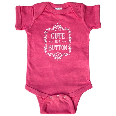 

Inktastic Cute as a Button in White Gift Baby Boy or Baby Girl Bodysuit
