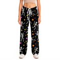 thumbnail image 5 of Zydvens Women's Halloween Pajama Pants - High Waisted Wide Leg Lounge Pants with Pockets - Elastic Drawstring Soft Sleepwear PJ Bottoms - Spooky Skeleton Ghost Pumpkin Printed Lounge Underwear S-3XL, 5 of 7