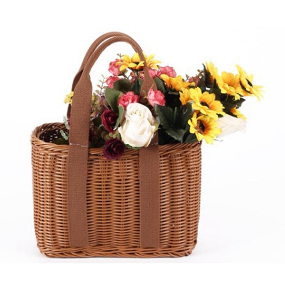 Sac Fourre-tout En Osier Avec Poignée Et Couvercle, Panier De Rangement