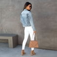 thumbnail image 5 of LYMAYTER Women Cowboy Outwear for S-XL Distressed Button-Down Jean Jacket Long Sleeve Ripped Short Denim Jacket, 5 of 8