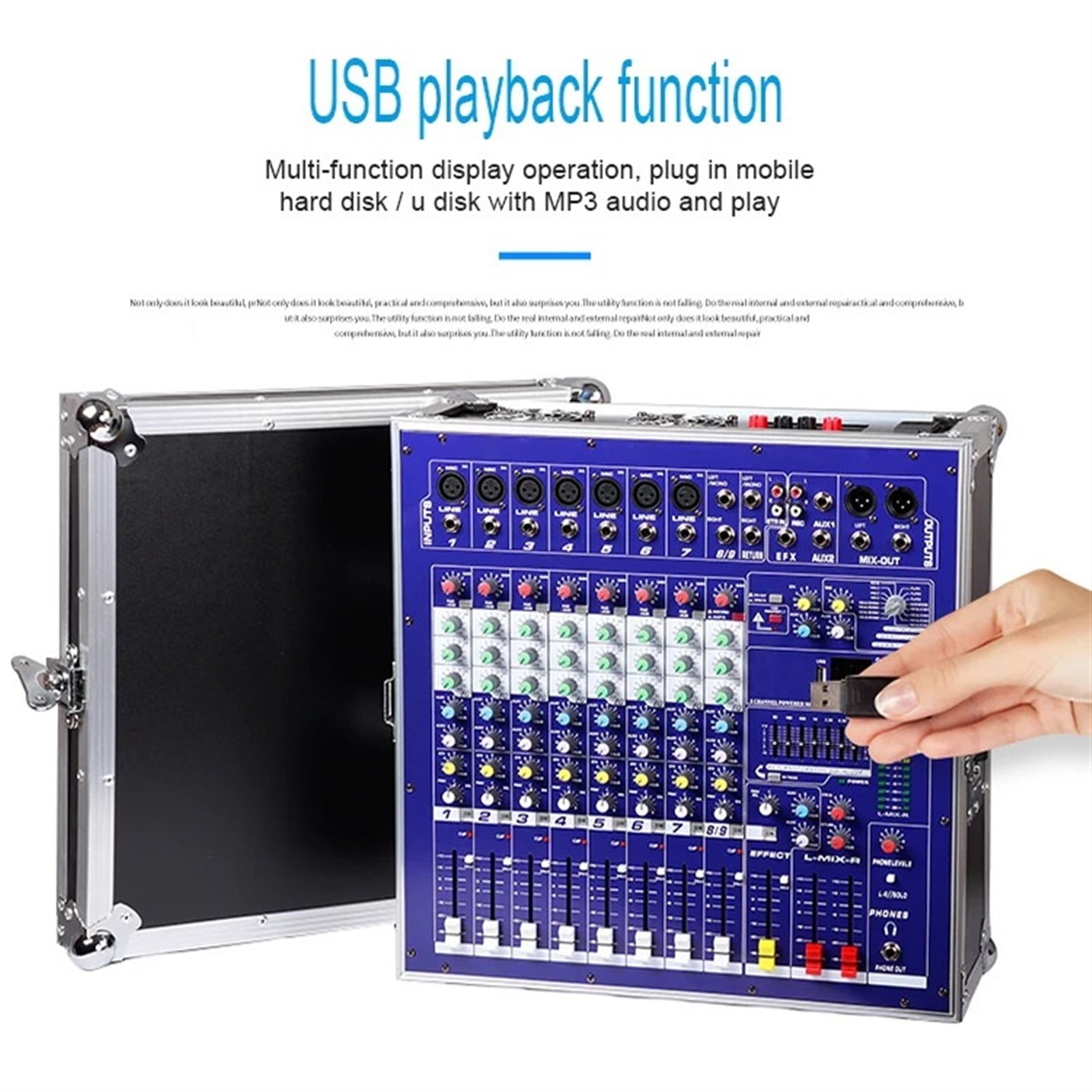 DJ Mixer 8 Channel USB Blueteeth Mixing Console High Power Audio Stage Equipment 48V Phantom Power DSP Digital Effects ,Precision Control