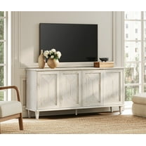 WAMPAT Handcrafted Patchwork Console Table for 55-75 inch TVs,65-inch Modern Farmhouse TV Stand Entertainment Center with Cable Management & Adjustable Storage Shelves, Pale Oak