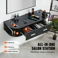 thumbnail image 3 of KFFKFF Wall-Mounted Salon Workstation, Equipped with 5 Holders for Hair Dryers, Includes 2 Drawers (One with Lock), Ideal for SPA, Barber Shops, Home & Bathroom Use, in Sleek Black, 3 of 9