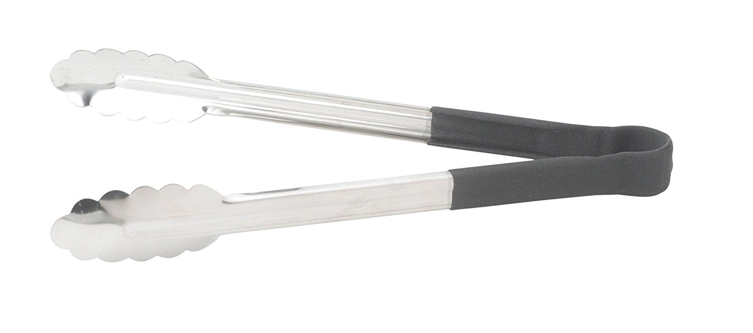 winco utility tong with black nonslip grip, 12inch