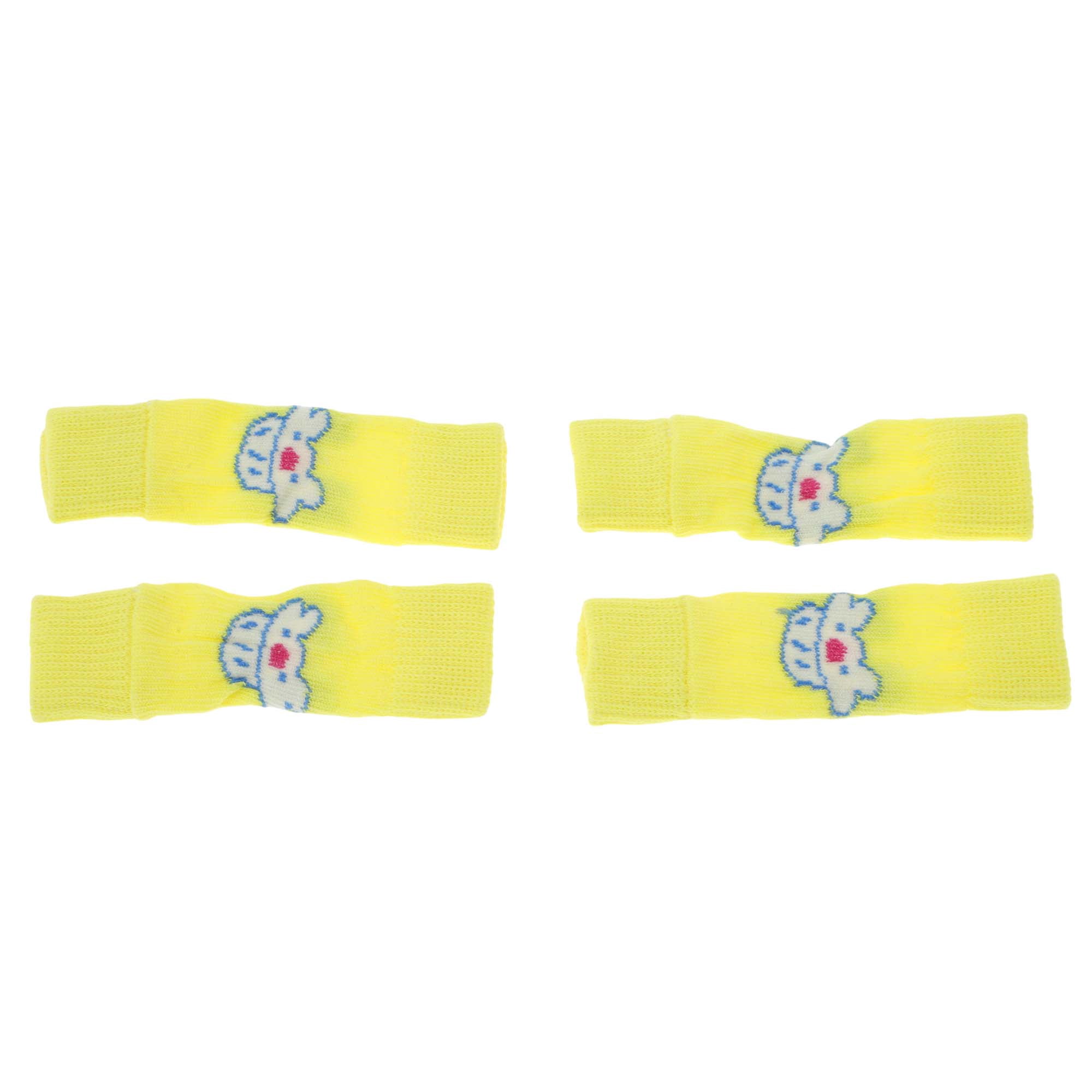 Unique Bargains Pack of 4 Dog Leg Soft Knitted Dog Socks Joint Protection Yellow Cat M