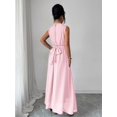 thumbnail image 2 of Pink Womens Sleeveless High Neck Chiffon A-Line Maxi Dress With Criss-Cross Waist Tie, 2 of 8