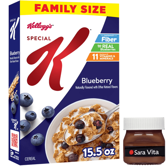 Kellogg's Special K Blueberry Breakfast Cereal, Good Source of Fiber, 15.5 oz