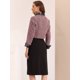 thumbnail image 3 of Chaqueta Corta de Tweed para Mujer Blazer Vintage de Tela de Cuadros con Solapa y Doble Botonadura rojo S, 3 of 5
