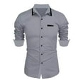 thumbnail image 1 of pstuiky camisa de manga larga para hombre, Camisa informal de manga larga con solapa y color liso para hombre top de hombre xxl, 1 of 2