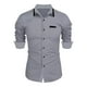 thumbnail image 1 of pstuiky camisa de manga larga para hombre, Camisa informal de manga larga con solapa y color liso para hombre top de hombre xxl, 1 of 2
