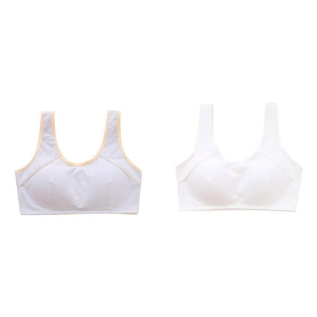 LUOGENLI 2 Pack Girl Bras Push Up Plus Size Kids Toddler Girls  Sports Bra Cotton Bustier Wide Straps Training Bra Strap Top with Removable Girl Bras Comfortable Support Girl Bras Push Ups 80