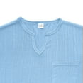 thumbnail image 4 of Mens Shirts Casual Short Sleeved Solid Imitation Linen Loose Breathable V-neck Top, 4 of 8