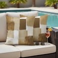 thumbnail image 4 of Brown Geometric Outdoor Waterproof Pillow Covers, Watercolor Ombre Modern Abstract Art Decorative Square Throw Pillowcase Sofa Cushion Sham for Patio/Couch/Chair, 24"x24" 2 Pack, 4 of 8