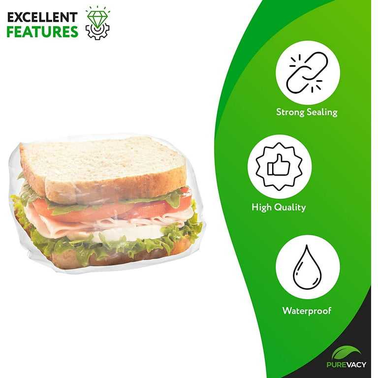 PUREVACY Flip and Fold Top Sandwich Bags 6.5 x 7.5, Polyethylene Clear Bags  for Packaging Pack of 2000, Disposable Food Storage Bags 0.7 Mil, Fold Top Sandwich  Baggies 