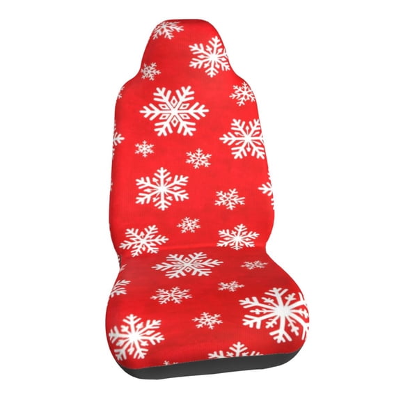Christmas Red White Snowflake Car Seat Covers Stretch Car Seat Protectors Universal Fit