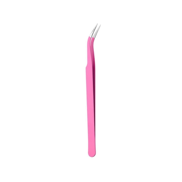 Pinces Courbées de Précision pour Électronique et Fabrication de Bijoux - Pinces en Acier Inoxydable ESD-Safe Non Magnétiques pour Soudure et Réparation - 1 Pack Akmoler / Métal, Rose Vif