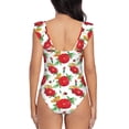 thumbnail image 6 of Yiaed Rose Flowers Print Women's Ruffled One Piece Swimsuit V Neck Swimwear Slimming Monokini for Woman-X-Large, 6 of 8