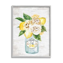 Stupell Industries Fresh Lemon Floral Bouquet Farmers Market Jar, 16 x 20,Design by Lettered and Lined