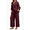 Dark Purple, variant on Amzcrzy Two Piece Sets for Women 2026 Solid Color Spring Outfits V Neck Button Down Shirt with Roll Tab Sleeves Wide Leg Pants Lounge Sets with Pockets Dressy Casual Loungewear Sets Green XL