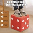 thumbnail image 4 of Dice Pattern Stool, Retro Cube Footrest, Entryway Shoe Bench, Soft Lamb Fleece Cover, Solid Wood Frame, 7.87x7.87 Inch, 4 of 5