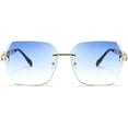 thumbnail image 3 of FEISEDY Classic Rimless Sunglasses Women Metal Frame Diamond Cutting Lens Sun Glasses B2567, 3 of 6